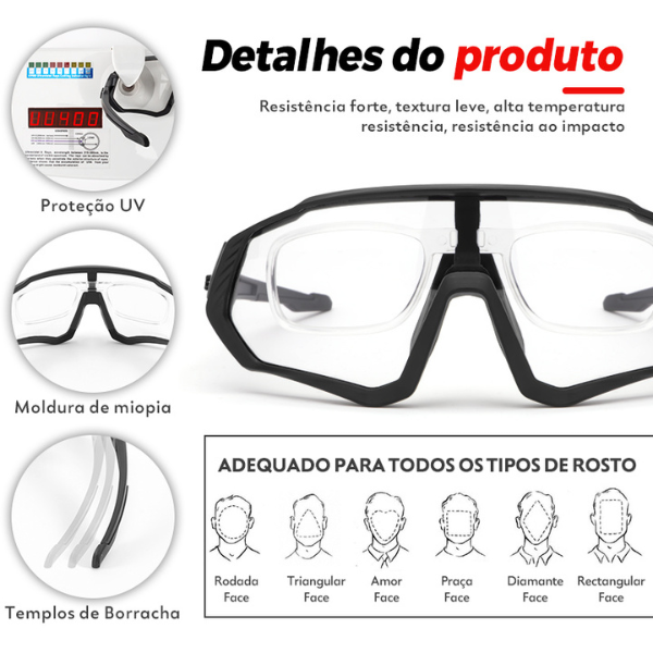 Óculos de Ciclismo Fotocromático Com Proteção UV400