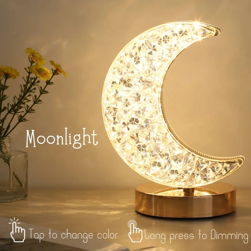 Moon Light: Luminária noturna recarregável com luz LED ajustável e design de lua