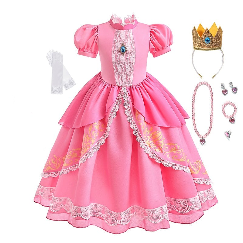 Vestido Princesa Peach Luxo - Mario Bros