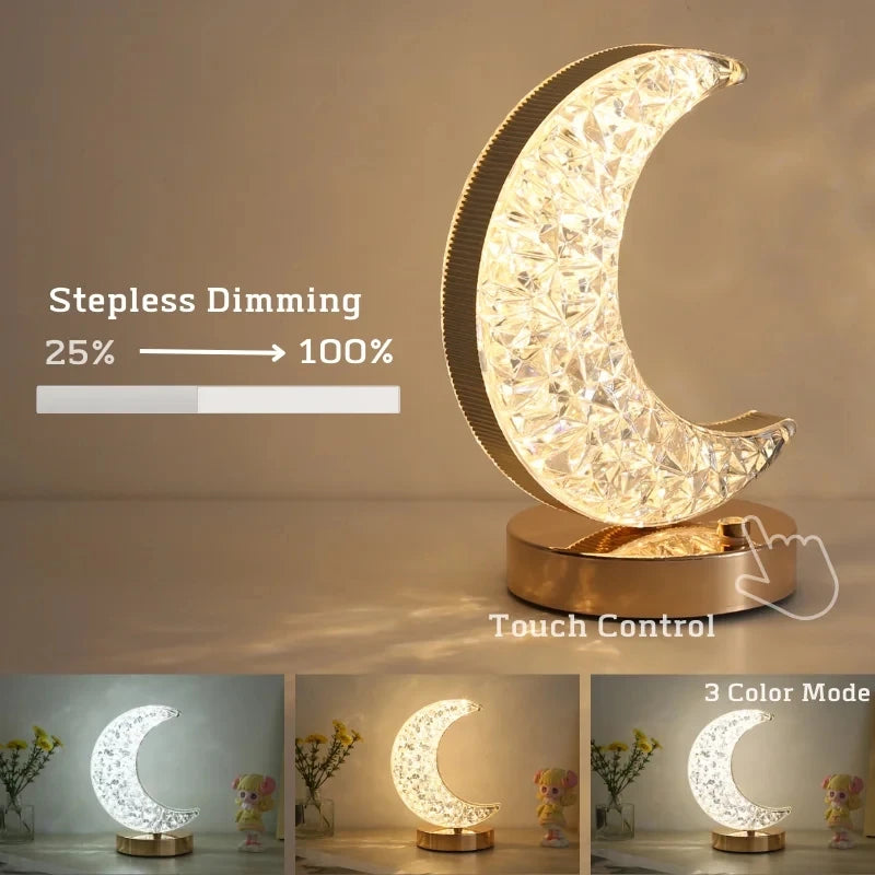 Moon Light: Luminária noturna recarregável com luz LED ajustável e design de lua